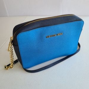 Michael Kors blue jet set leather bag